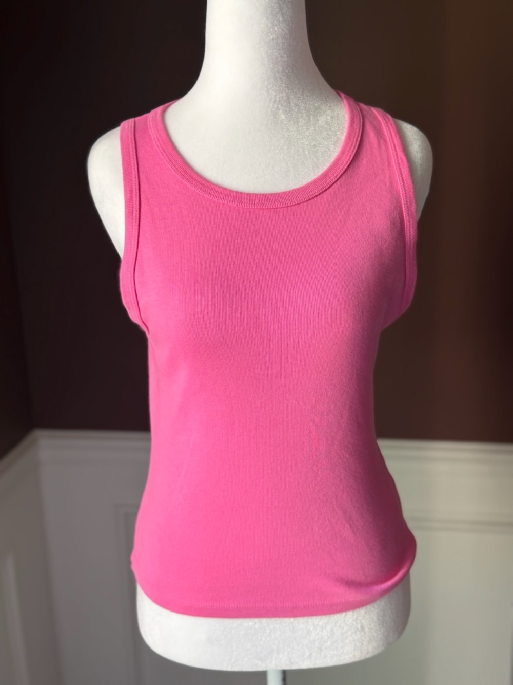 Michael Stars Kendall Tank 1X1 Cotton Color Azalea Pink Size Small NWT